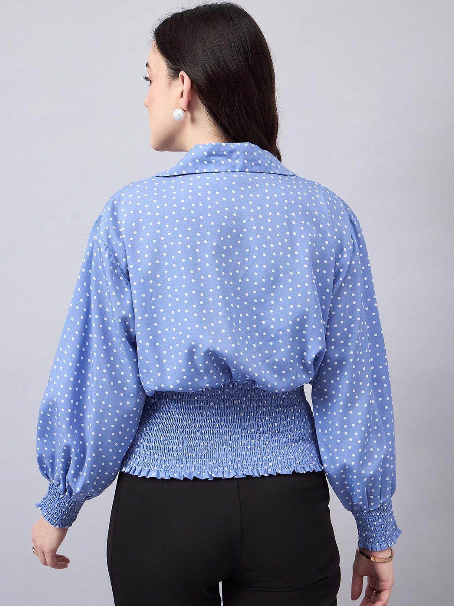 Style Quotient Blue Polka Dot Top