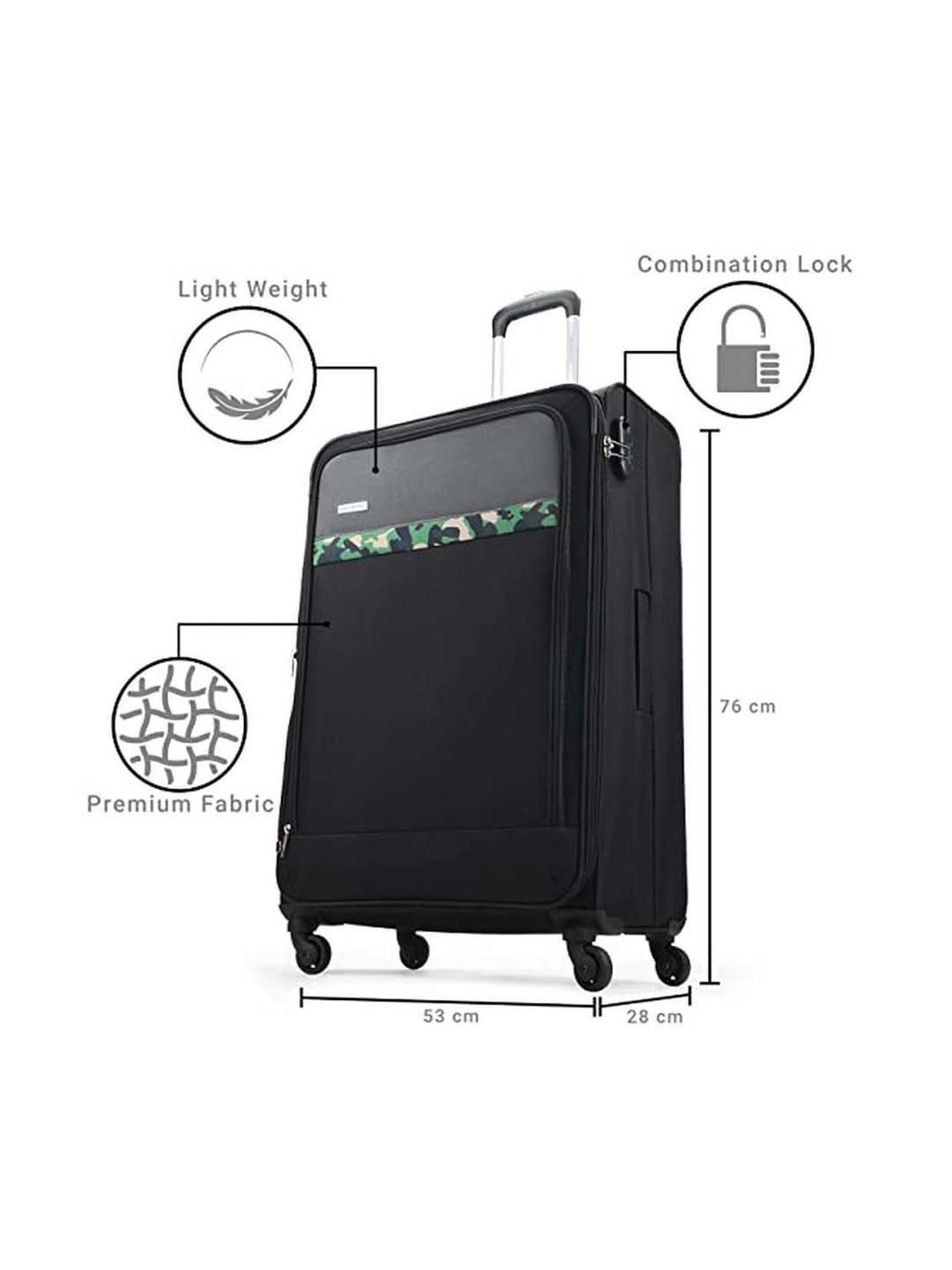 Aristocrat Commander Black Solid Soft Large Trolley Bag - 36 cm