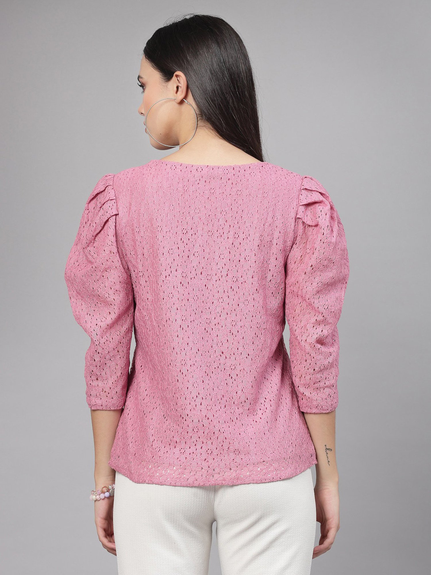 Style Quotient Pink Cotton Self Design Top