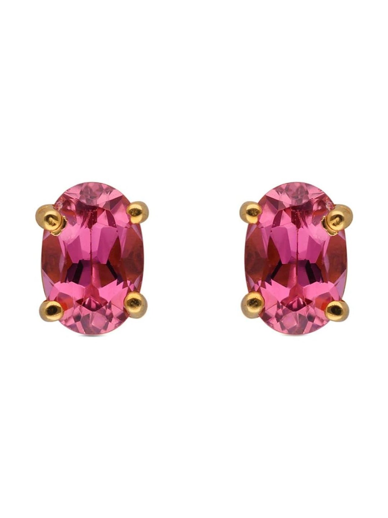 CKC Luxurious Gold Earstuds Set with Pink Tourmaline: Radiate Elegance and Sophistication