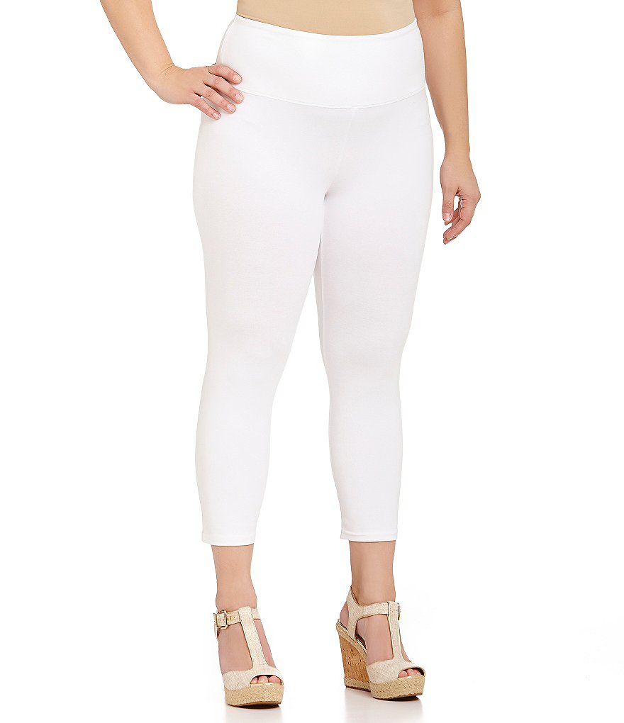 Intro Plus Size Solid Double Knit Tummy Control Leggings