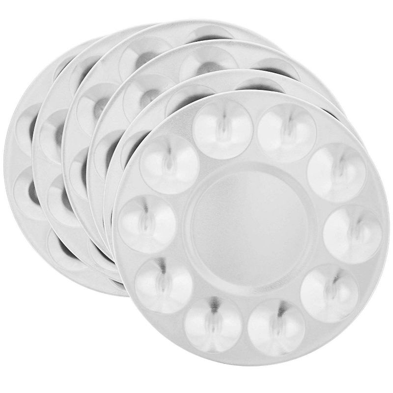 Juvale 6-Pack Silver Paint Palette Pallet Holder Tray for Acrylic Oil Watercolor Arts and Crafts, 10 Wells