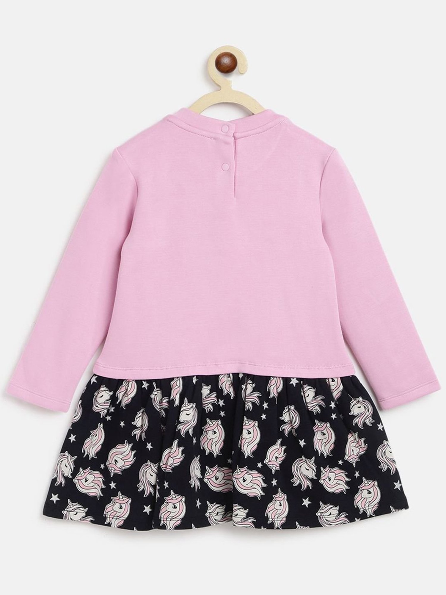 Chicco Kids Pink & Blue Cotton Printed Full Sleeves Dress