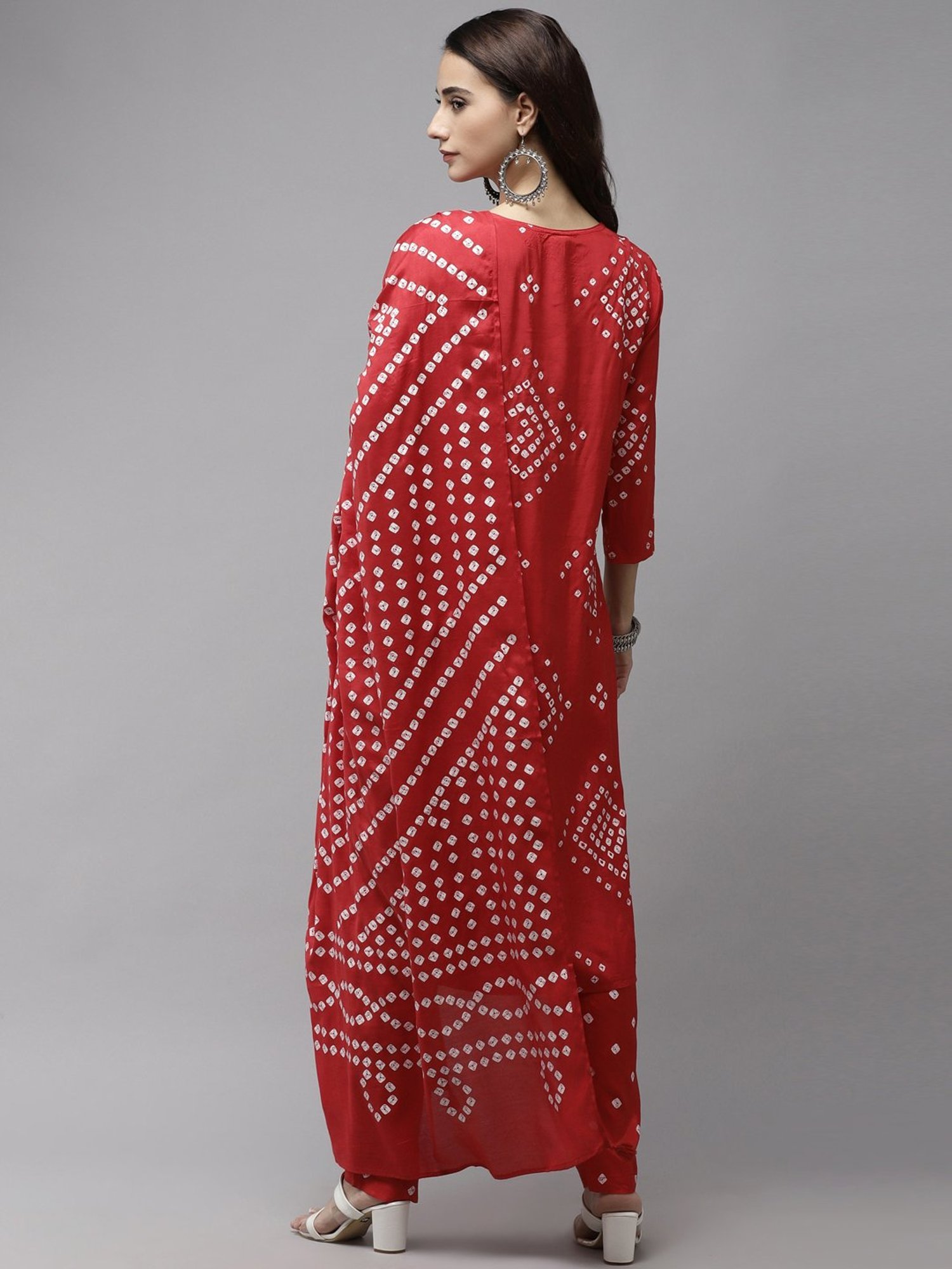 Ishin Red Printed Kurta Pant Set With Dupatta