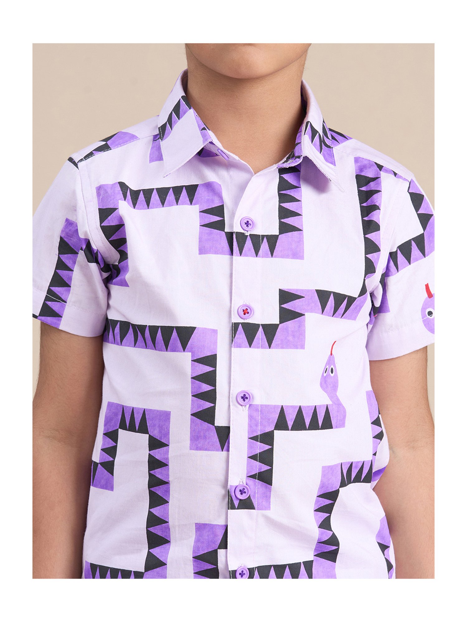 Lil Drama Kids Purple Printed Shirt