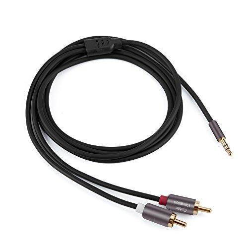 Cablecreation 3 Feet RCA Audio Cable 3.5mm Male to 2-Male RCA Cable, Y Splitter Design Stereo Audio RCA Male Cable, 1 Meter, Black