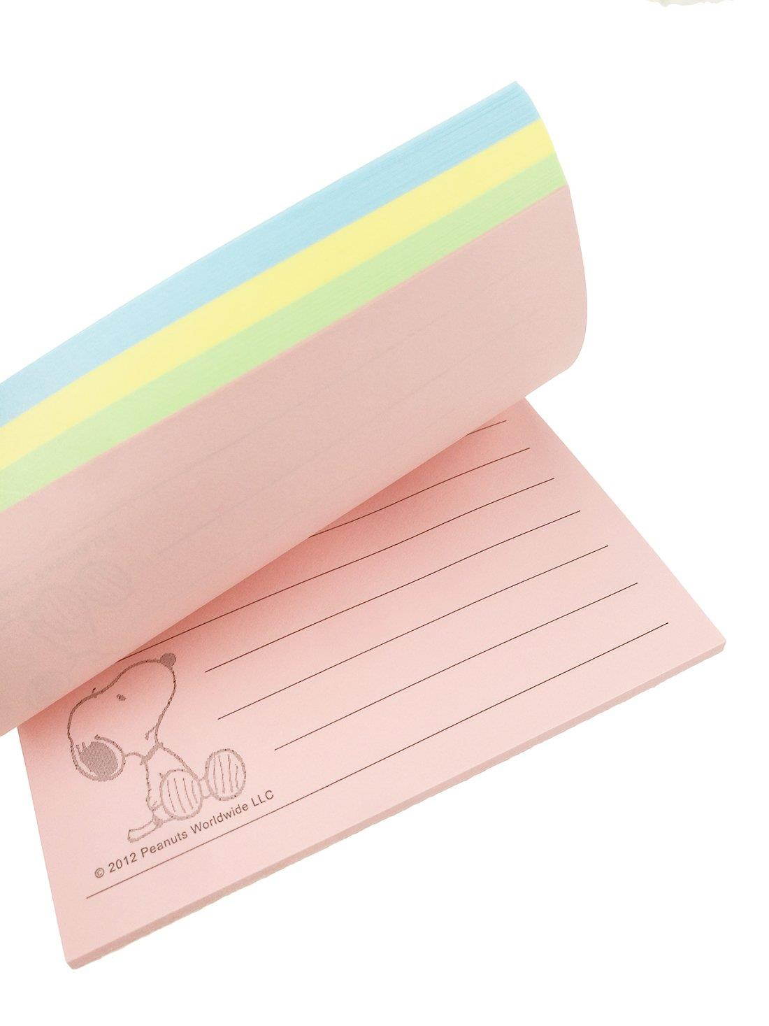 Peanuts Character Snoopy Colorful Sticky Notes,3.95 in x 2.95 in, 10 Pads/Pack, 80 Sheets/Pad(Rectangle, 10 Pads)