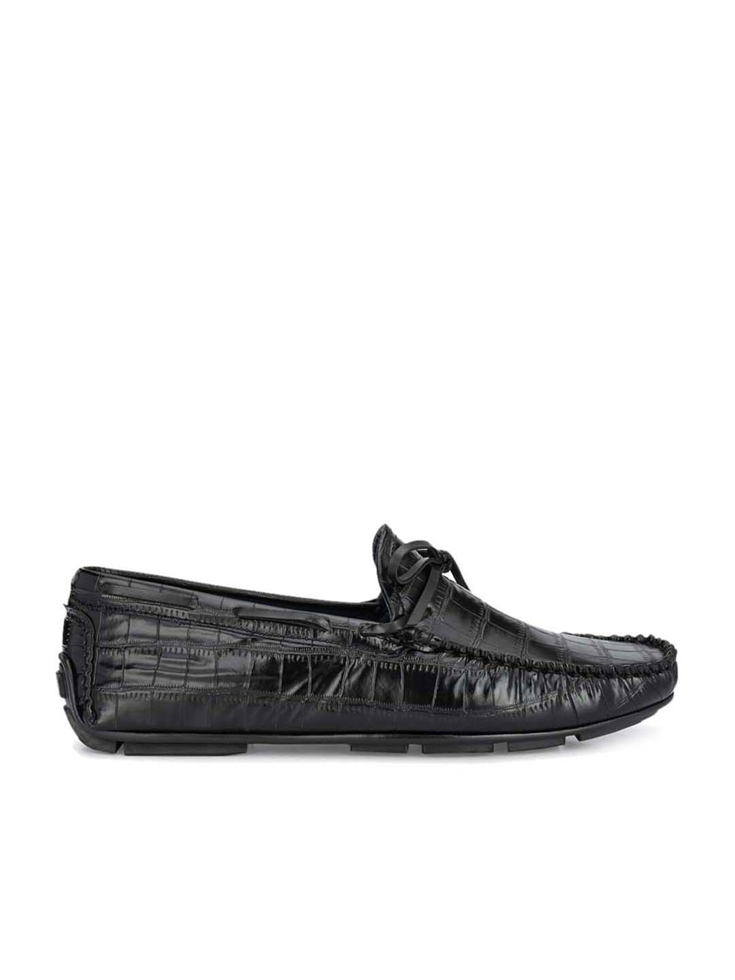 El Paso Men's Black Boat Shoes