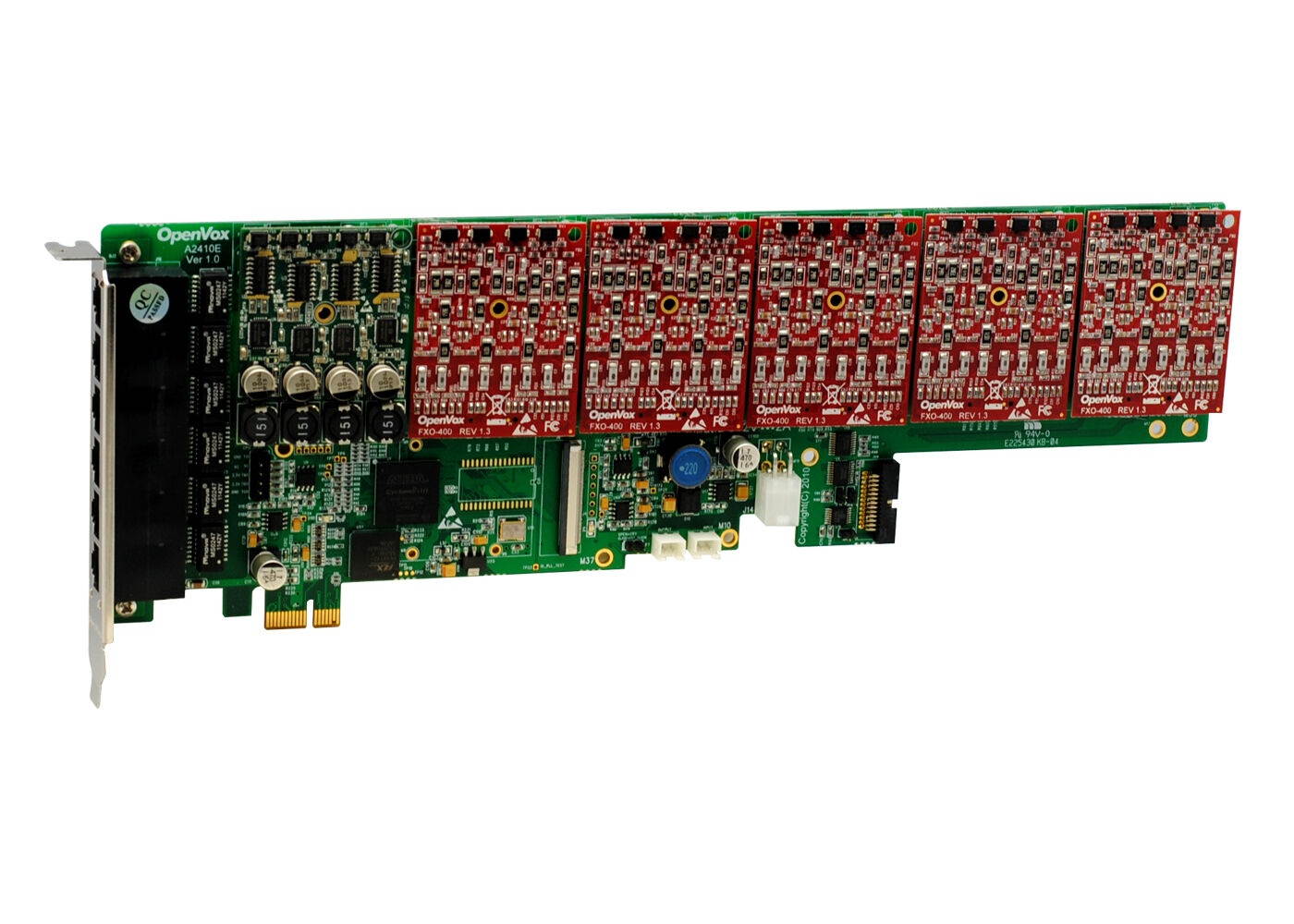 OpenVox A2410E15 24 Port Analog PCI-E Card Base Board + 1 FXS400 + 5 FXO400