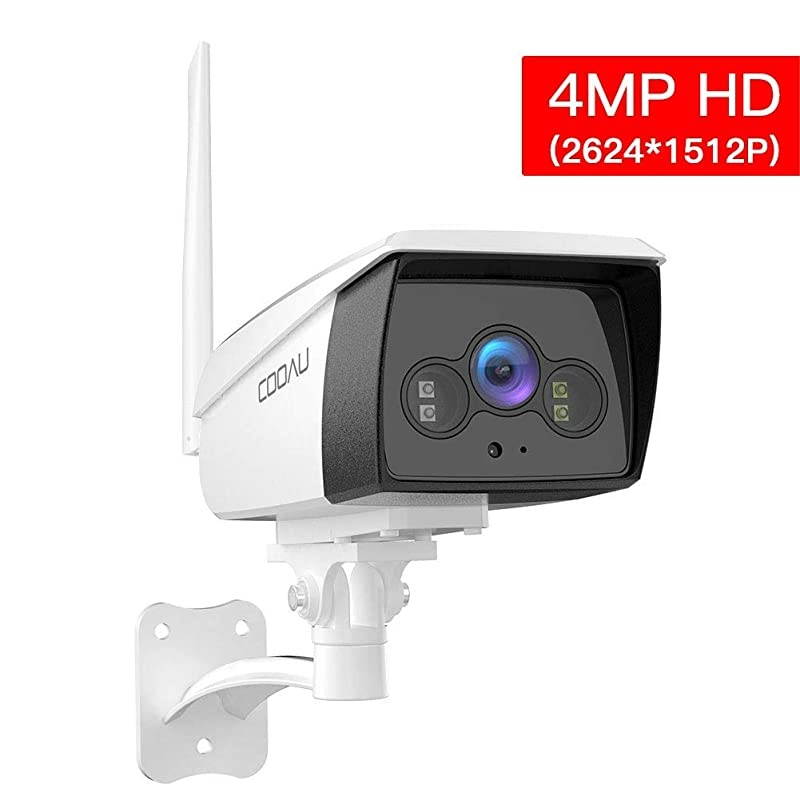 Outdoor Security Camera,  4MP HD Bullet Surveillance 5dBi WiFi IP CCTV Camera, IP66 Waterproof with Night Vision, White Light, Motion Detection, Two-Way Audio, Support Cloud Service& Alexa