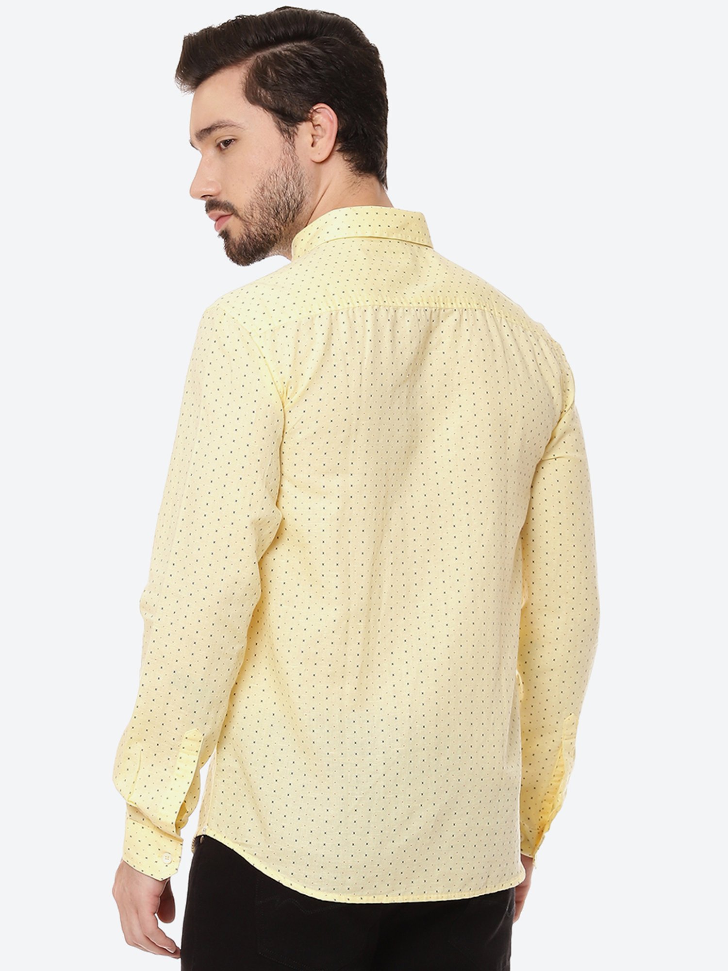 NUMERO UNO Yellow Slim Fit Printed Shirt