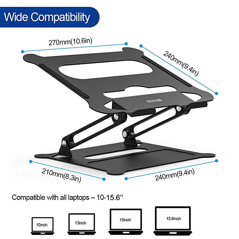 LS05 Aluminum Laptop Stand, Ergonomic Adjustable Notebook Stand, Riser Holder Computer Stand Compatible with Air, Pro, Dell, HP, Lenovo More 10-15.6" Laptops