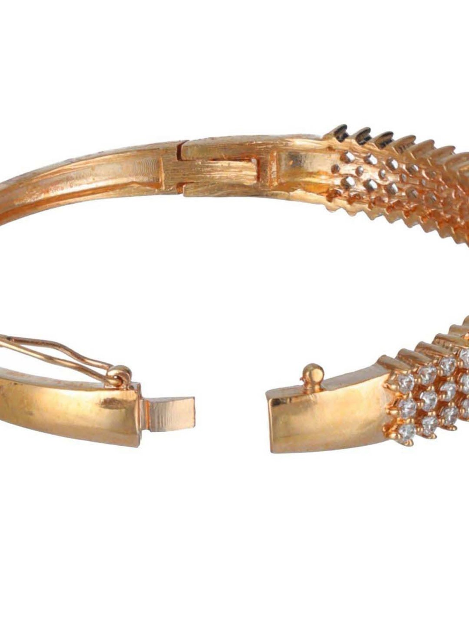 Jazz & Sizzle Rose Gold-Plated & Magenta AD Studded Handcrafted Bangle-Style Bracelet for Women