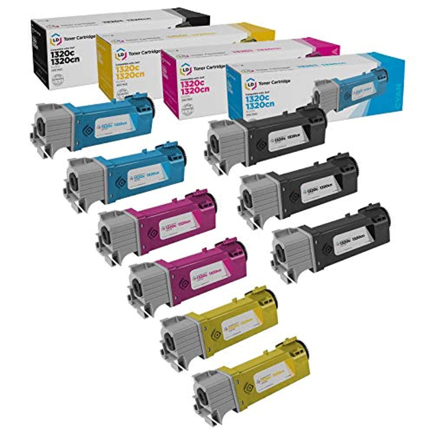 LD &copy; Compatible Set of 4 Dell 1320 / 1320c Toner Cartridges: 1 Black KU052, Cyan KU053, Magenta KU055, and Yellow KU054