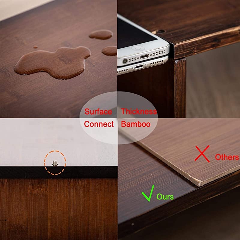 Bamboo Dual Monitor Stand Riser with Length and Angle Adjustable, 3 Shelf Multifunctional Screen Desktop Organizer for Laptop Computer, TV, PC, Printer, Multi Media Speaker-Walnut &hellip;