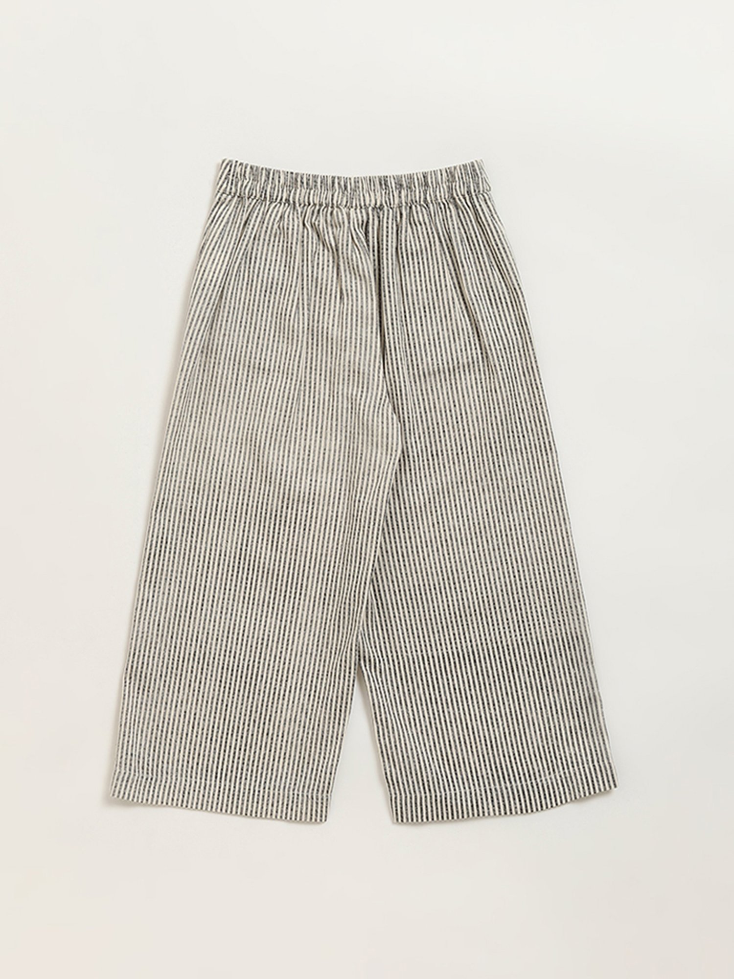 Utsa Kids by Westside Black Striped Cotton Blend Palazzos