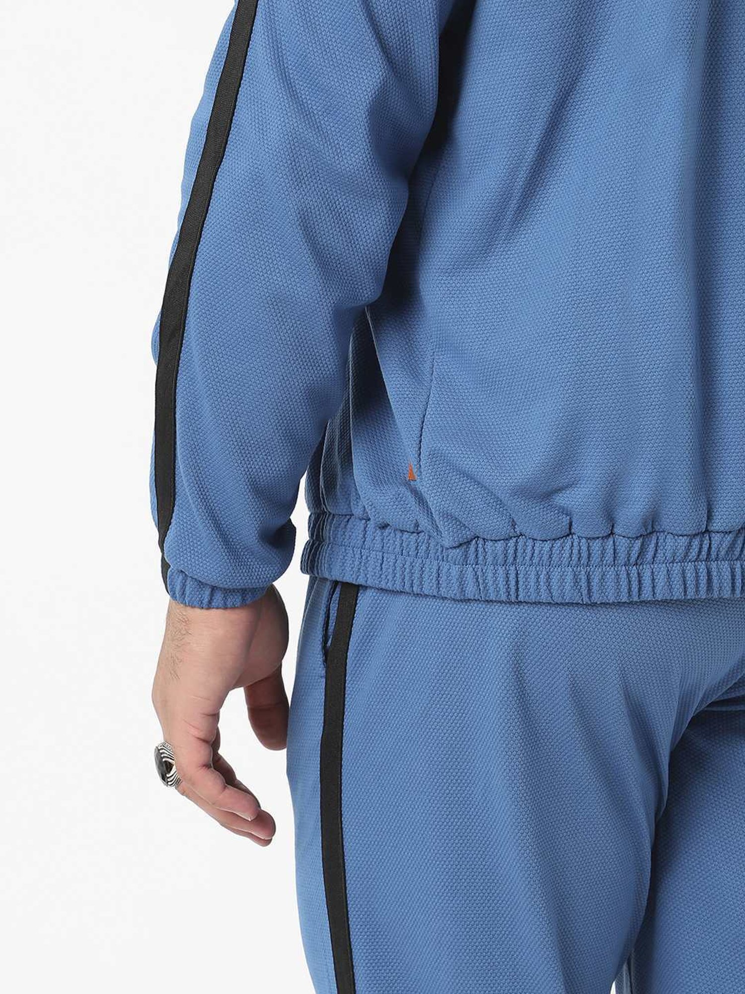 Instafab Plus Azure Blue Regular Fit Plus Size Tracksuit