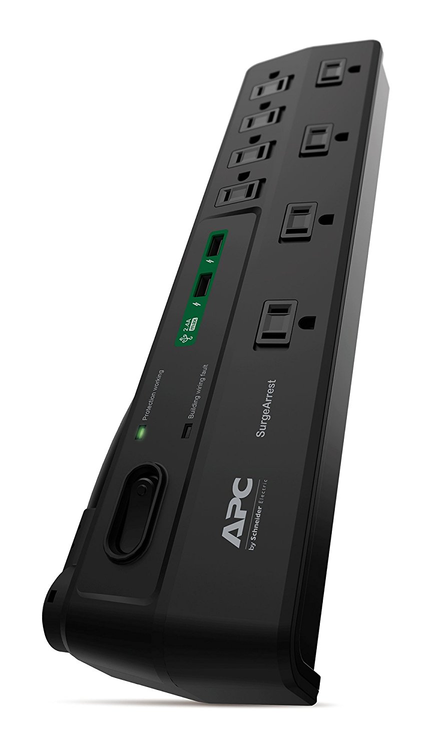 APC 8-Outlet Surge Protector 2630 Joules with USB Charger Ports, SurgeArrest