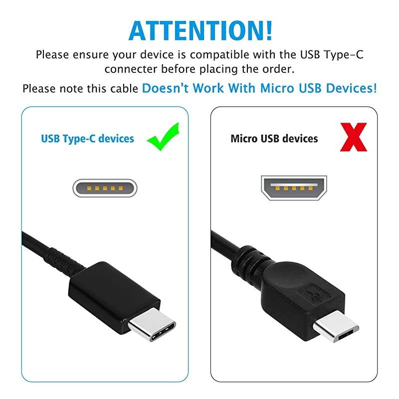 Fast Charger Compatible with Samsung Galaxy s9 s9 Plus s10 s10+ s10e s8 s8 PlusNote 9 Note 8 Active Wall Charger Adapter with USB Type C Cable