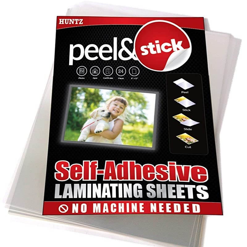 of 24, Self-Adhesive Laminating Sheets, Clear Letter Size (9 x 12 Inches), 4 mil Thickness