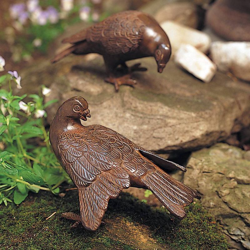5" Pair of Bronzed Doves Figurines Rustic Bronze - ACHLA Designs