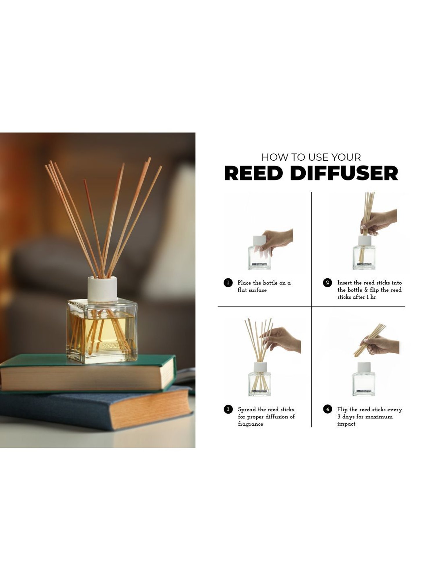 Rosemoore Reed Diffuser set with aroma oil & reed stick driftwood - (200 ml)