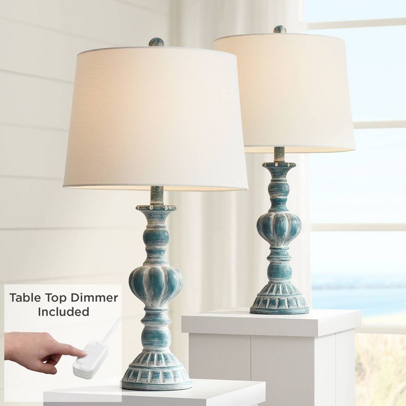 Regency Hill Tanya Blue Wash Table Lamps Set of 2 with Table Top Dimmers
