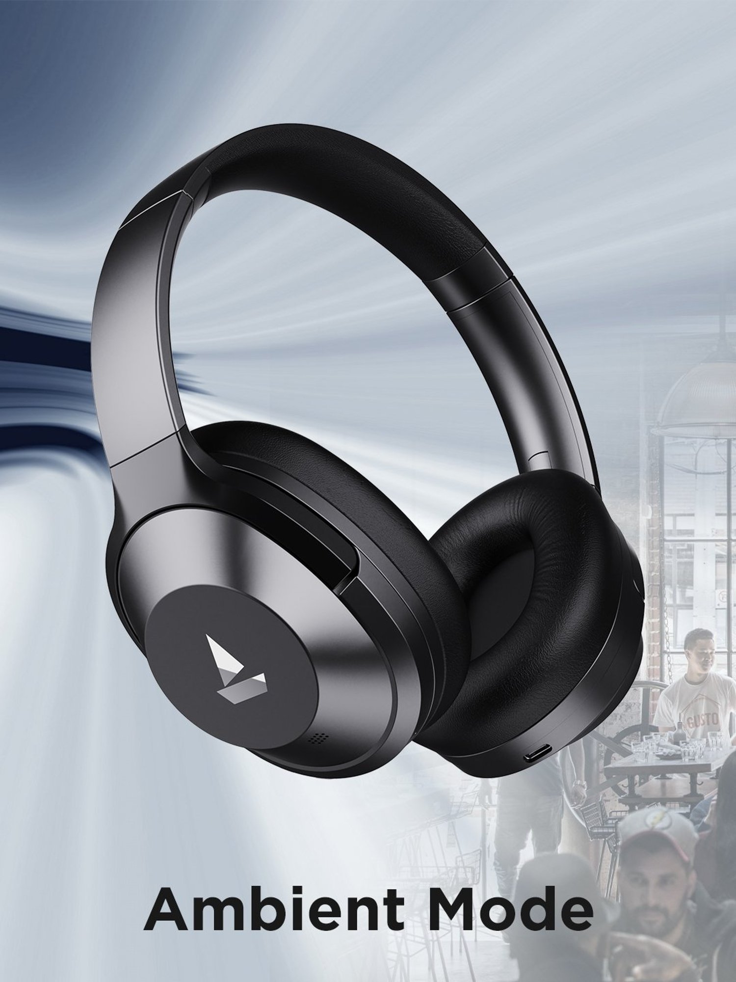 Boat Nirvanaa 751ANC T Headset with Hybrid Active Noise Cancellation & 65H Playback (Gunmetal Grey)