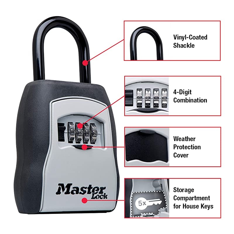 Master Lock 5400D Set Your Own Combination Portable Lock Box 5 Key Capacity Black