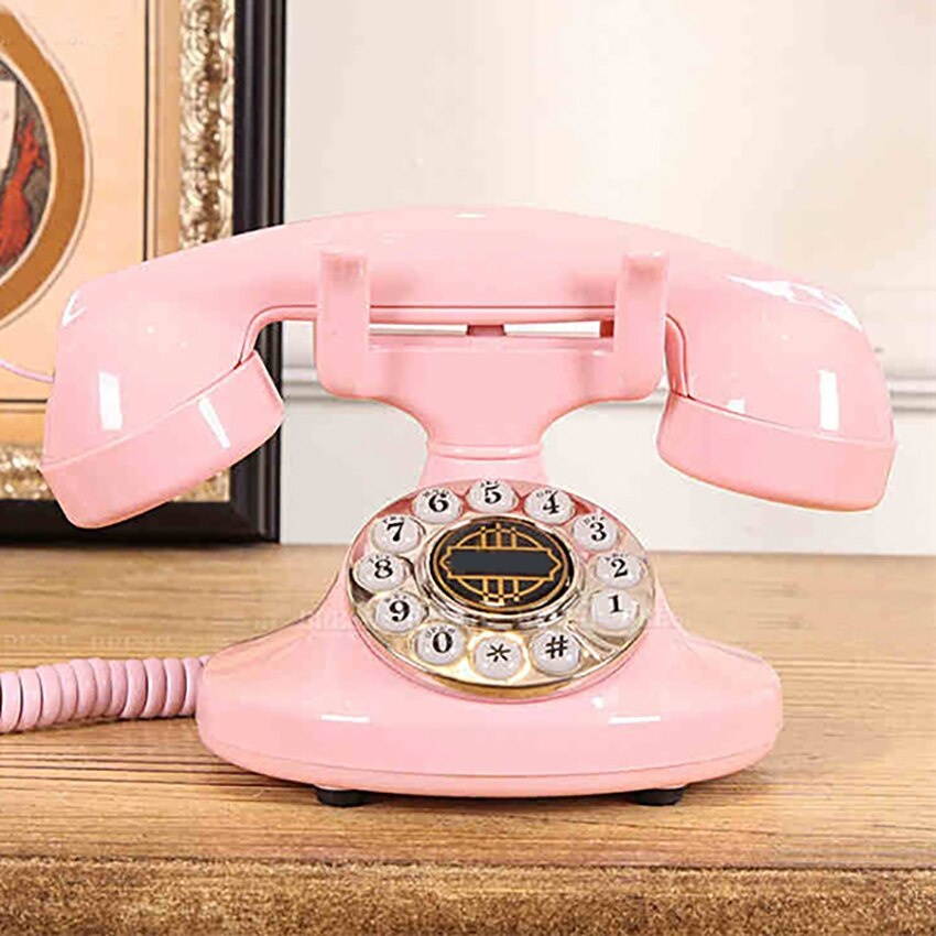 Retro Landline Phone Vintage 1-Handset Landline Telephone Corded Telephone with Push Button, Redial for Home Office Hotel