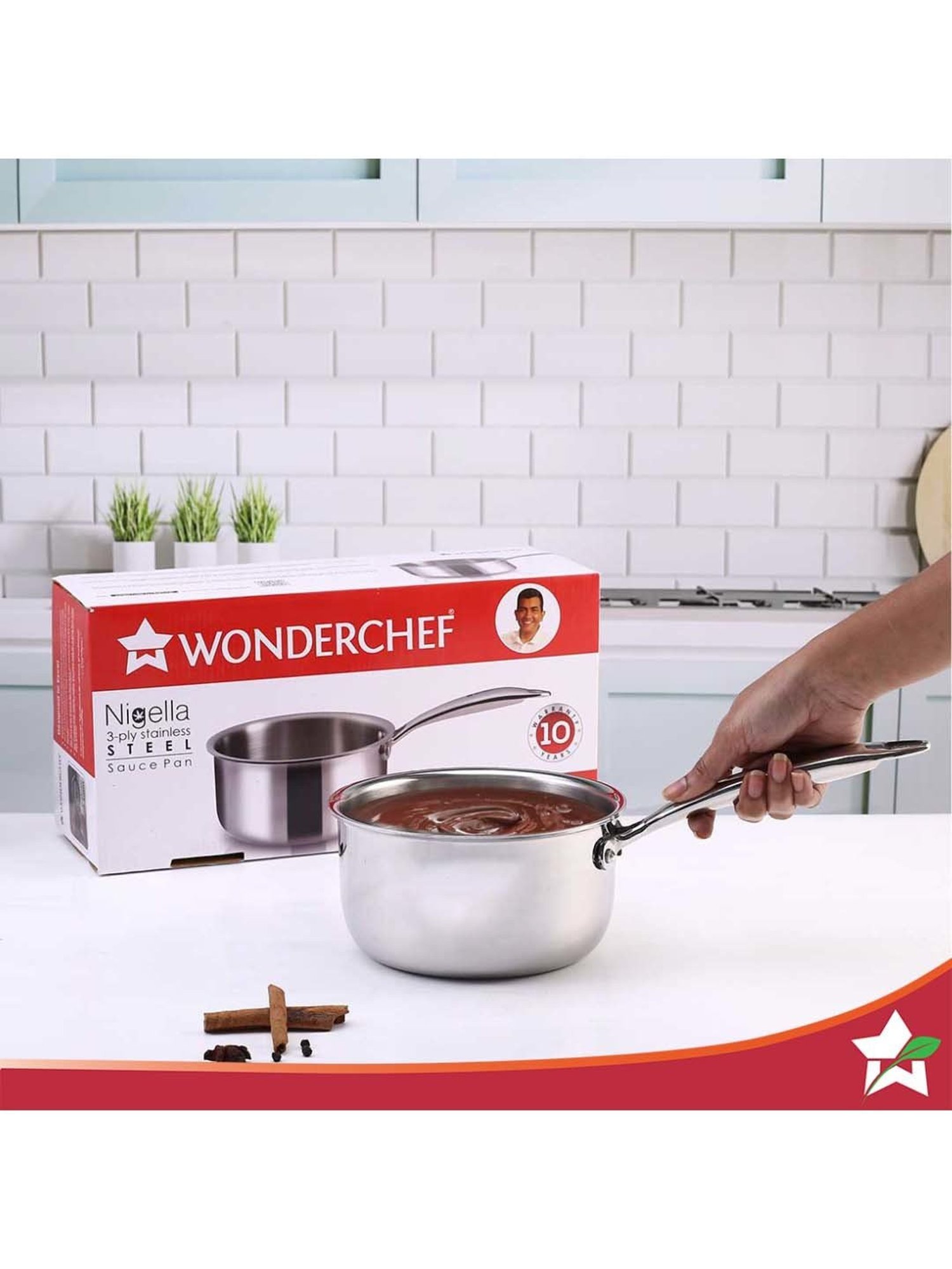 HAZEL Silver Induction Bottom Tope Stainless Steel Patila - 17.7 cm (2500 ml)