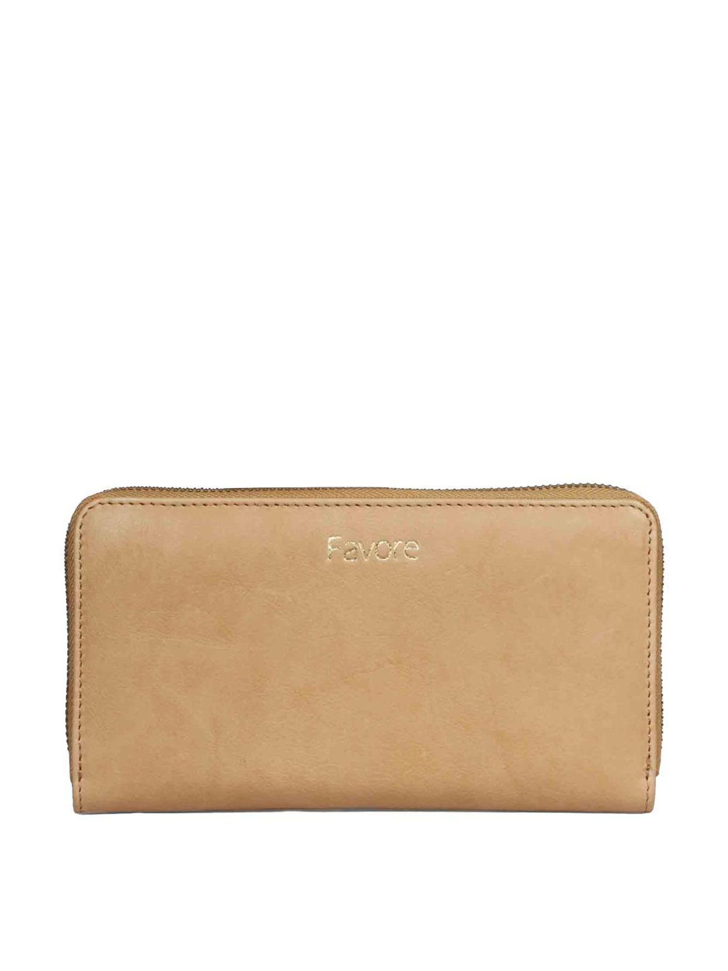 Favore Peach Solid Small Zip Around Wallet