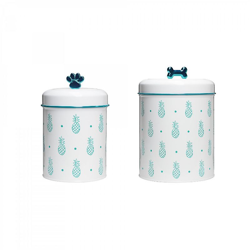 Amici Pet Pineapple Metal Food Canister, Assorted Set of 2 Sizes