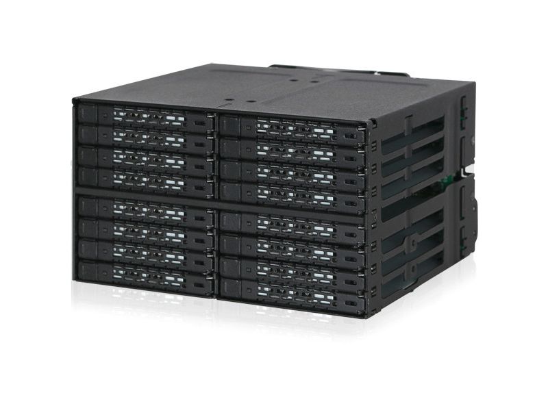 Icy Dock ToughArmor MB516SP-B Drive Enclosure for 5.25" 12Gb/s SAS, Serial ATA/600 - Serial ATA, Mini-SAS HD Host Interface Internal - Black