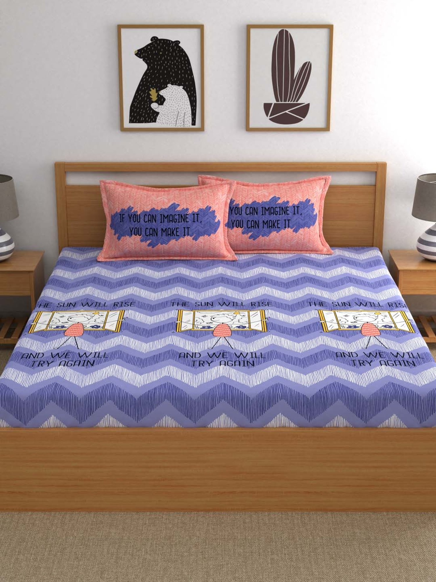 My Room Purple 210 TC Cotton Bed Sheet Set