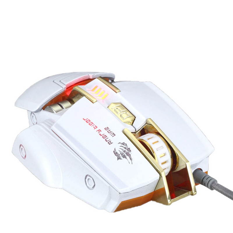 KCPDS Gaming Mouse Ergonomic Wired Mouse 7-Key RGB LED 3200 DPI USB Computer Mouse Wired Gaming Mouse with Backlight for PUBG FPS White