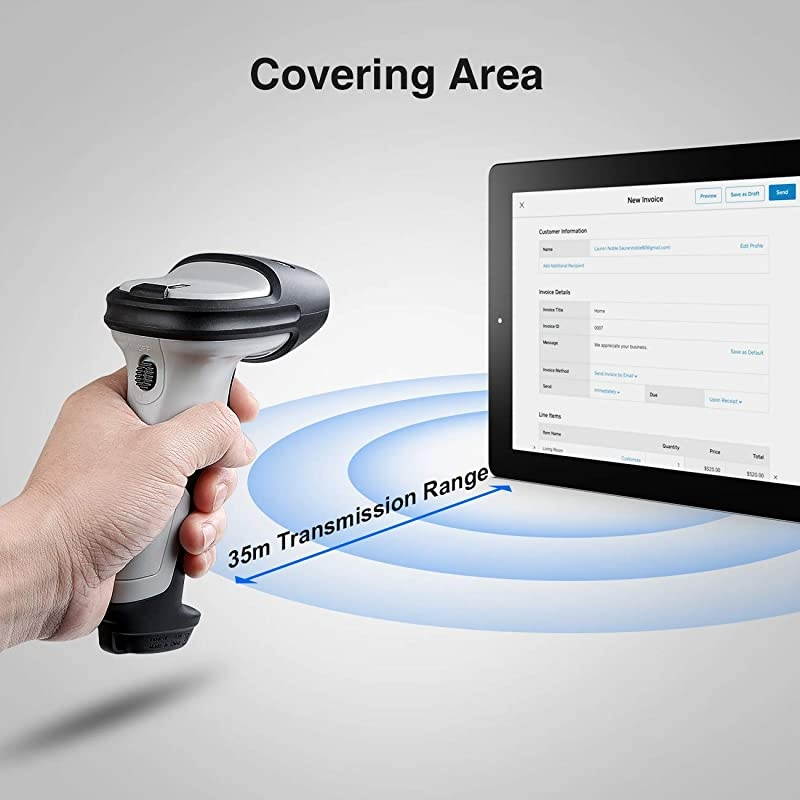 Bluetooth Barcode Scanner, Working Time Approx. 15 Days, 35m Range, Automatic Fast and Precise scanning, BCST-70 &hellip;