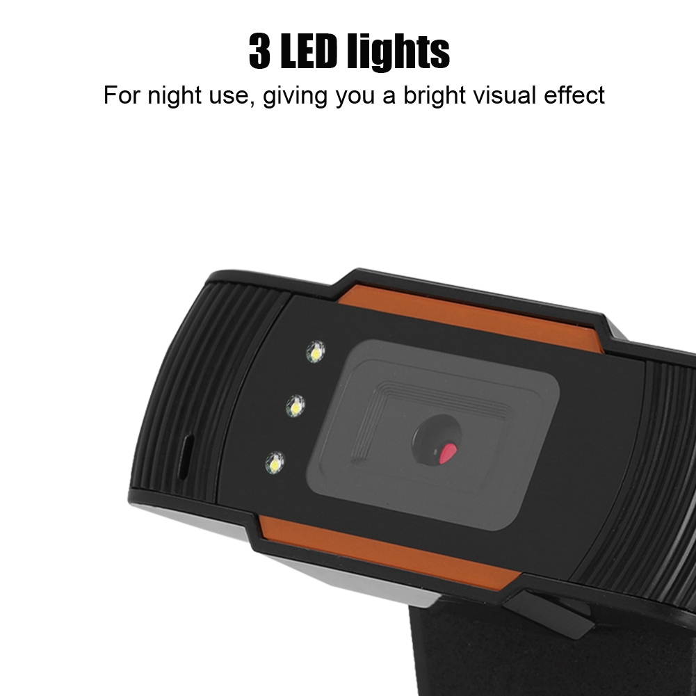 HXSJ Computer Camera Webcams support 480P Video with Microphone 3 LED night vision for PC, Desktop or Laptop 360 degree rotation