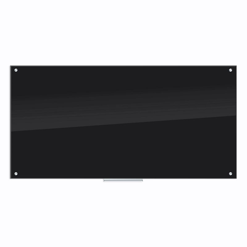 U Brands 72"x36" Glass Dry Erase Board Frameless Black Surface