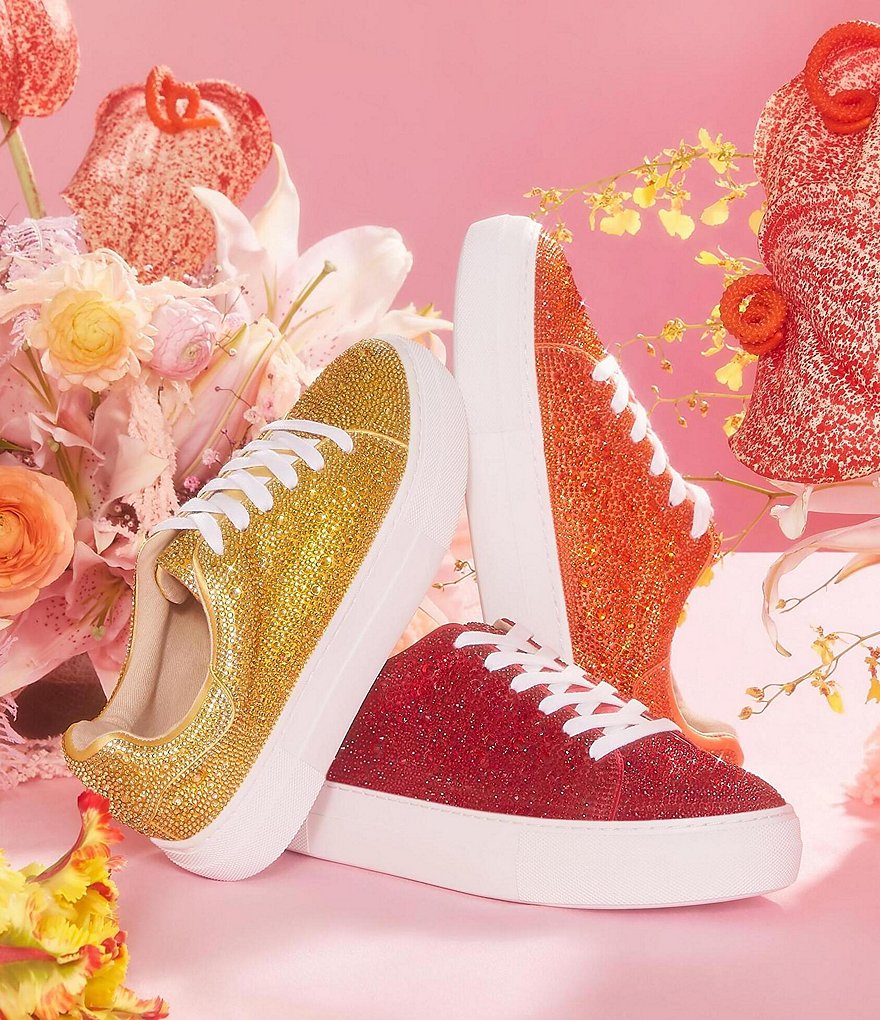 Blue by Betsey Johnson Sidny Rhinestone Embellished Platform Lace-Up Sneakers