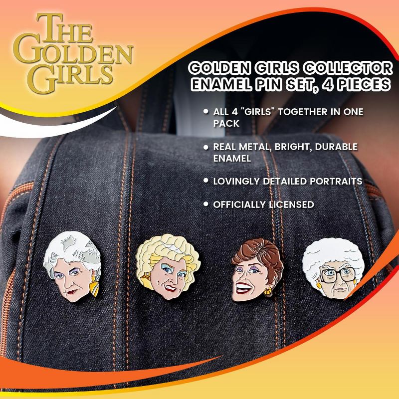 Just Funky Golden Girls Collector Enamel Pin Set, 4 Pieces