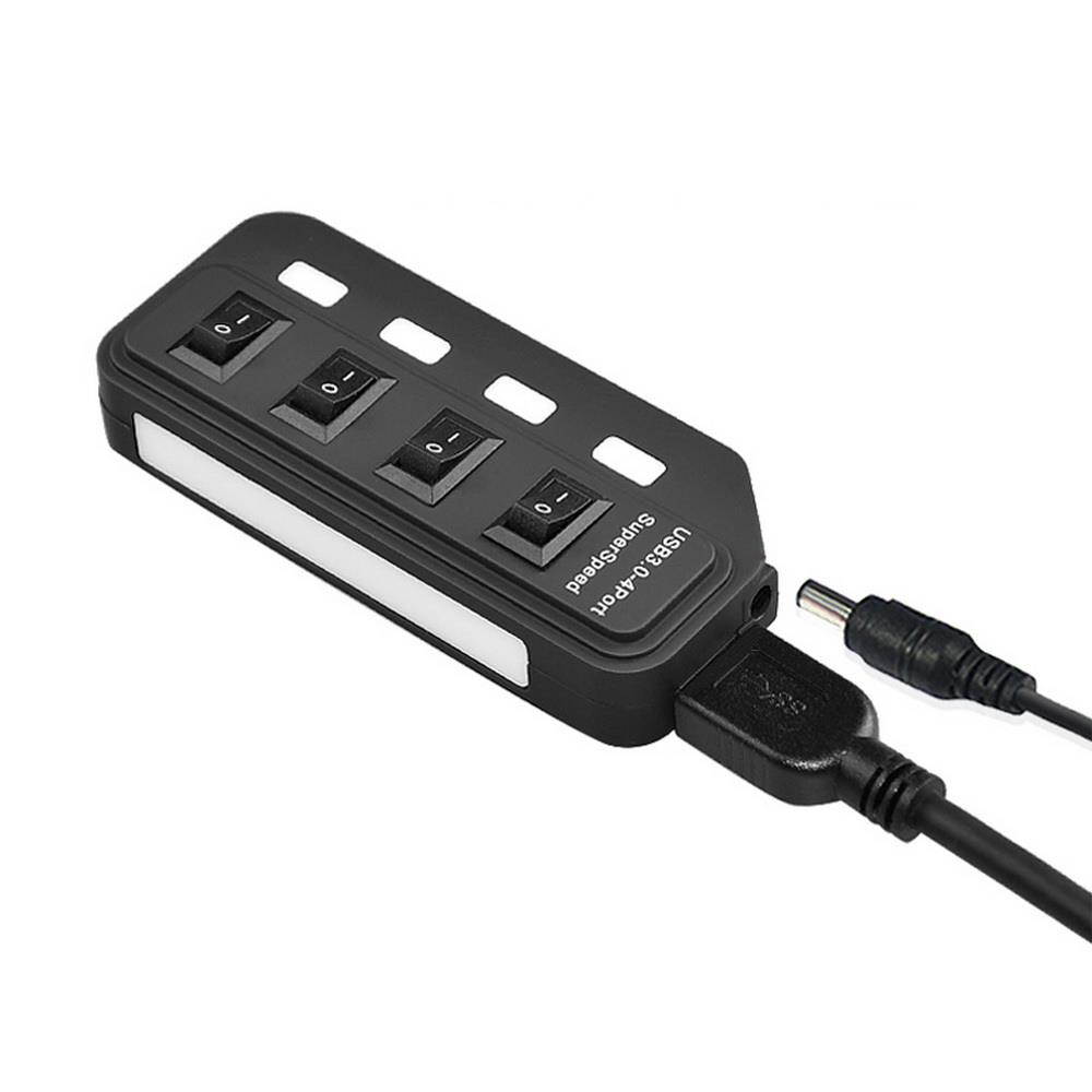 axGear USB 3.0 HUB 4 Port High Speed Data Transfer With Power Adapter LED On / Off Switch