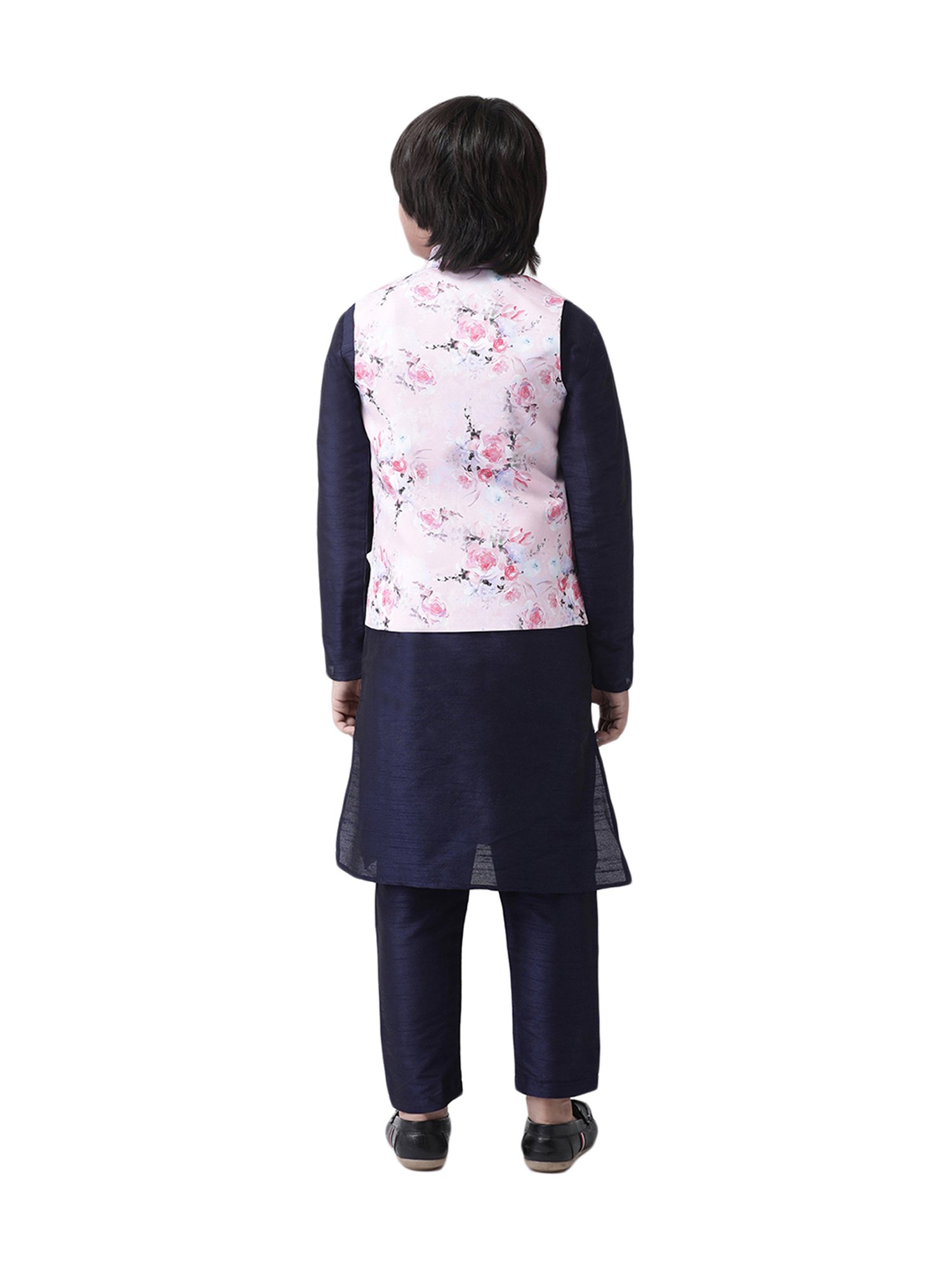 Hangup Kids Multicolor Floral Print Kurta & Pyjamas With Waistcoat
