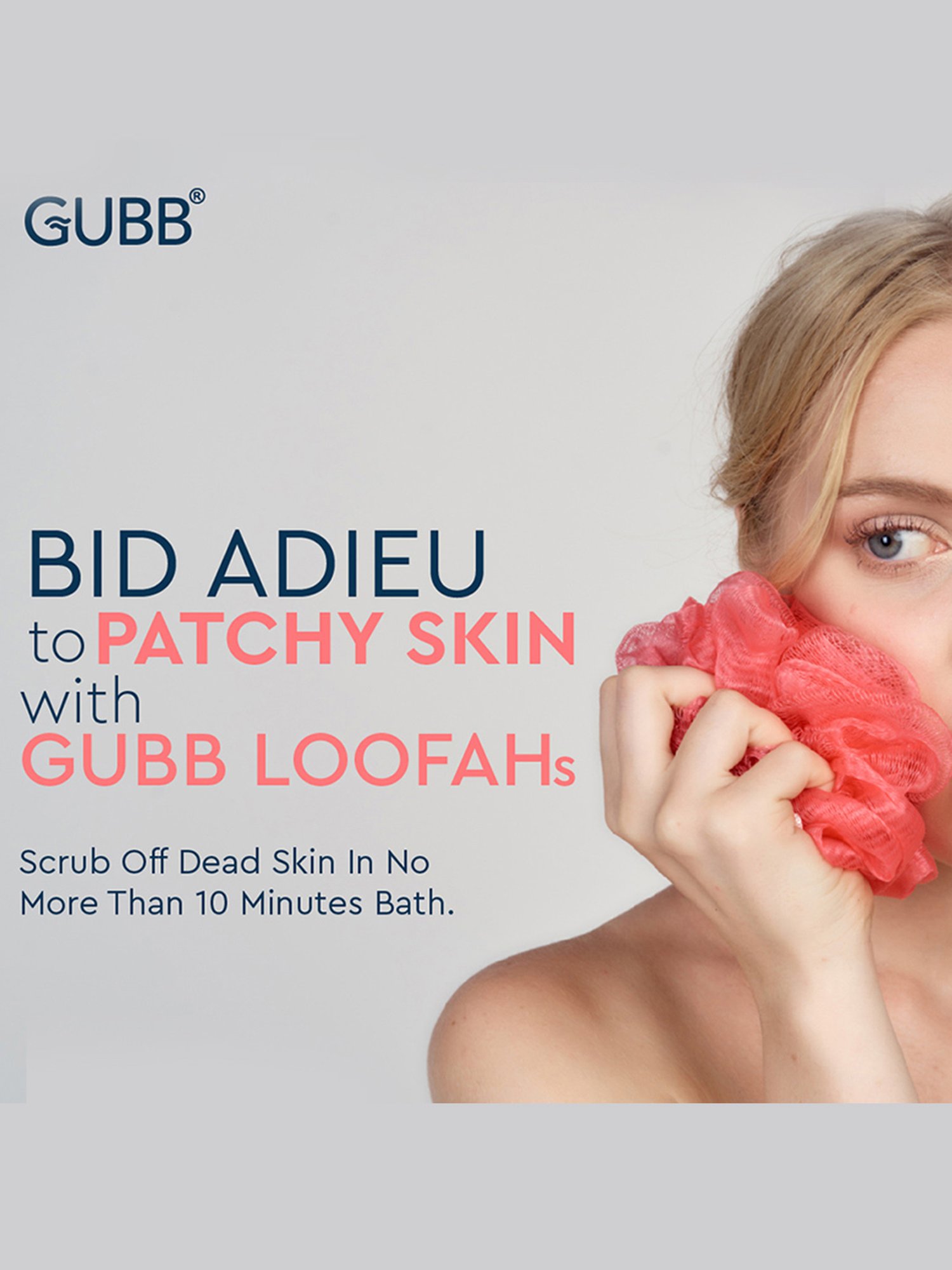 GUBB Luxe Sponge Round Loofah, Bathing Scrubber for Body - Coral