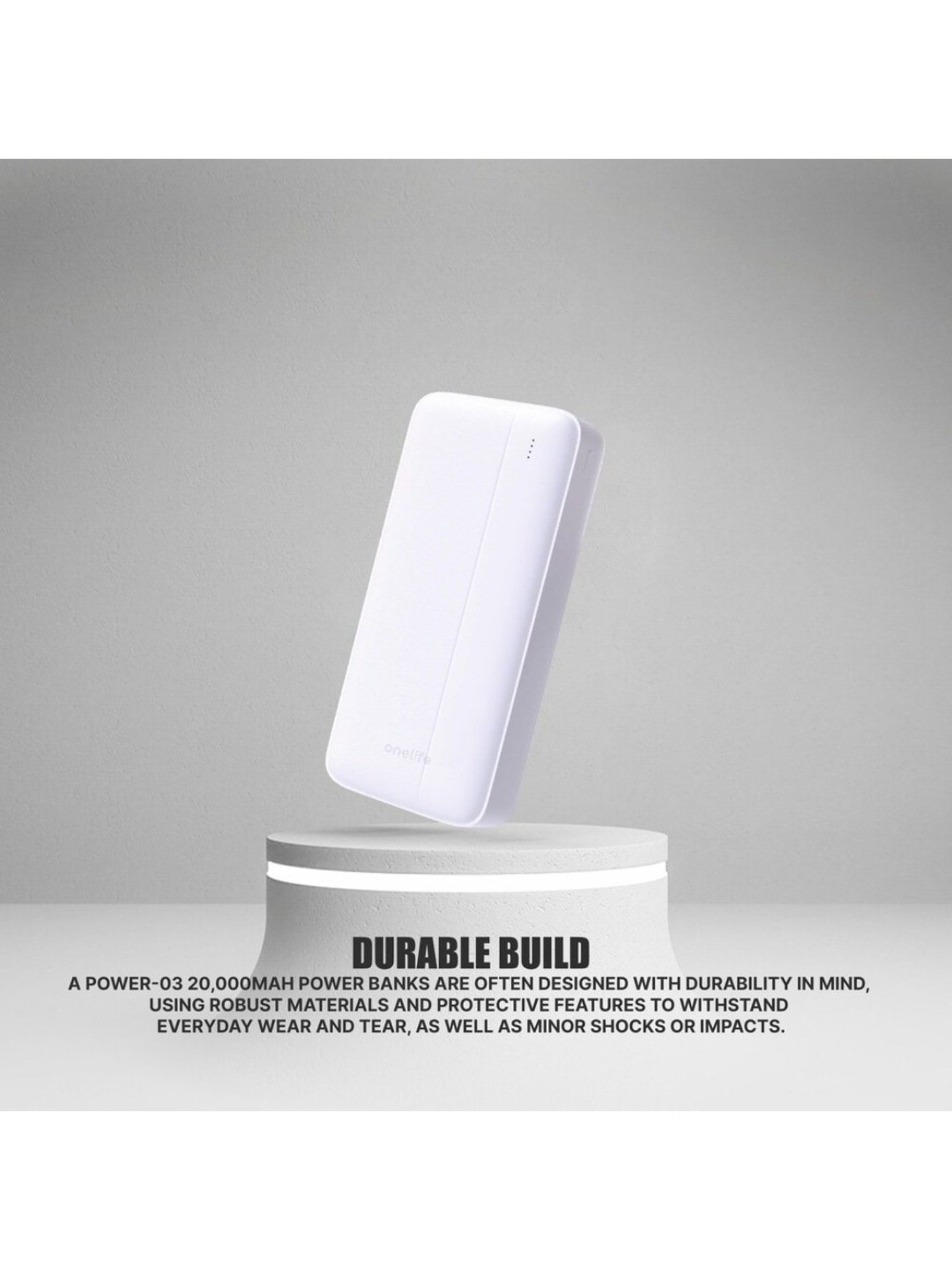 Onelife Power 03, 20000mAh 12W Lithium-Polymer Power Bank with Dual Input, Dual Output (White)