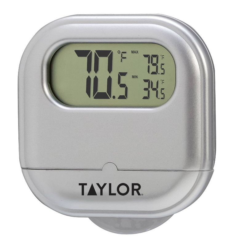 Taylor Digital Indoor/Outdoor Thermometer With Suction Cup Silver