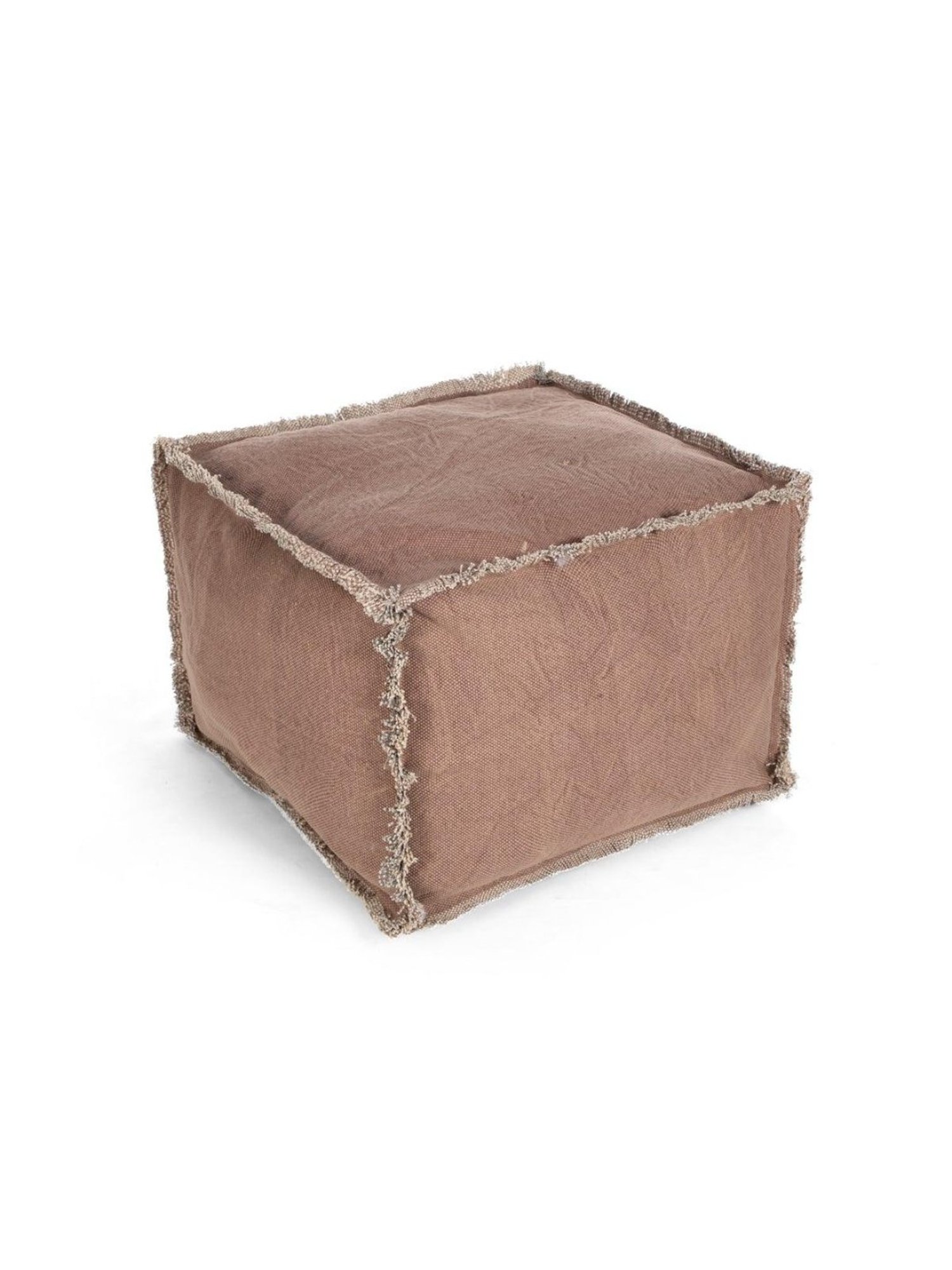 Home4U Lucas Brown Cotton Jute Pouffe