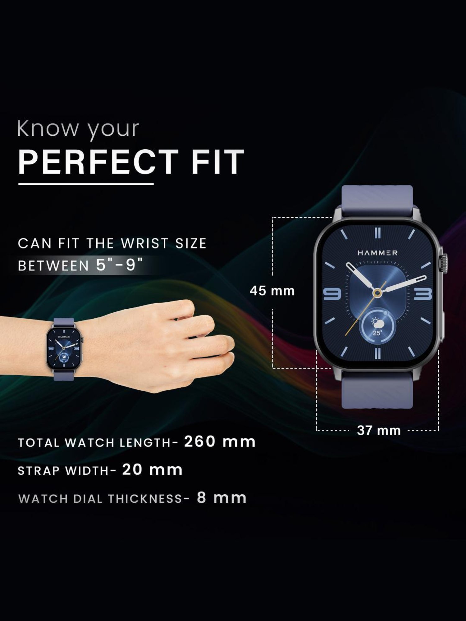 Hammer Arctic BT Calling Smartwatch with 2.04 inch SUPER AMOLED  Display (Midnight Blue)