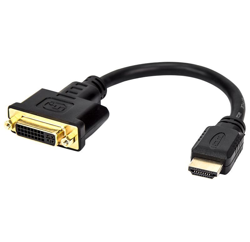 Rocstor Premium Y10A171-B1 8in HDMI to DVI-D Video Adapter F/M- HDMI Female to DVI Male