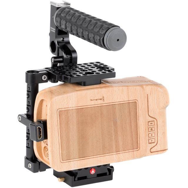 Wooden Camera Cage with Rubber Grip for Blackmagic Pocket Cinema 4K/6K Camera